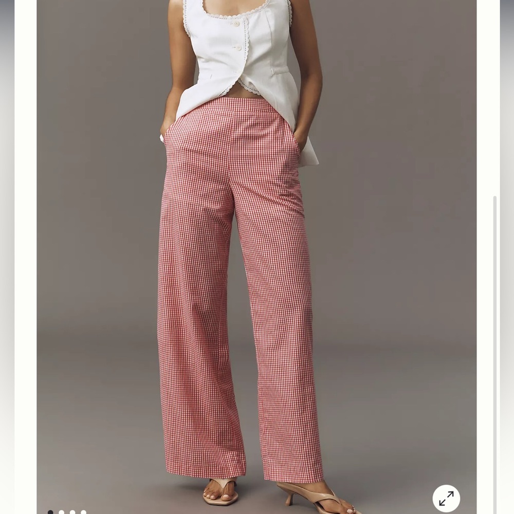 Anthropologie English Factory High-Rise Gingham Wide-Leg Pants